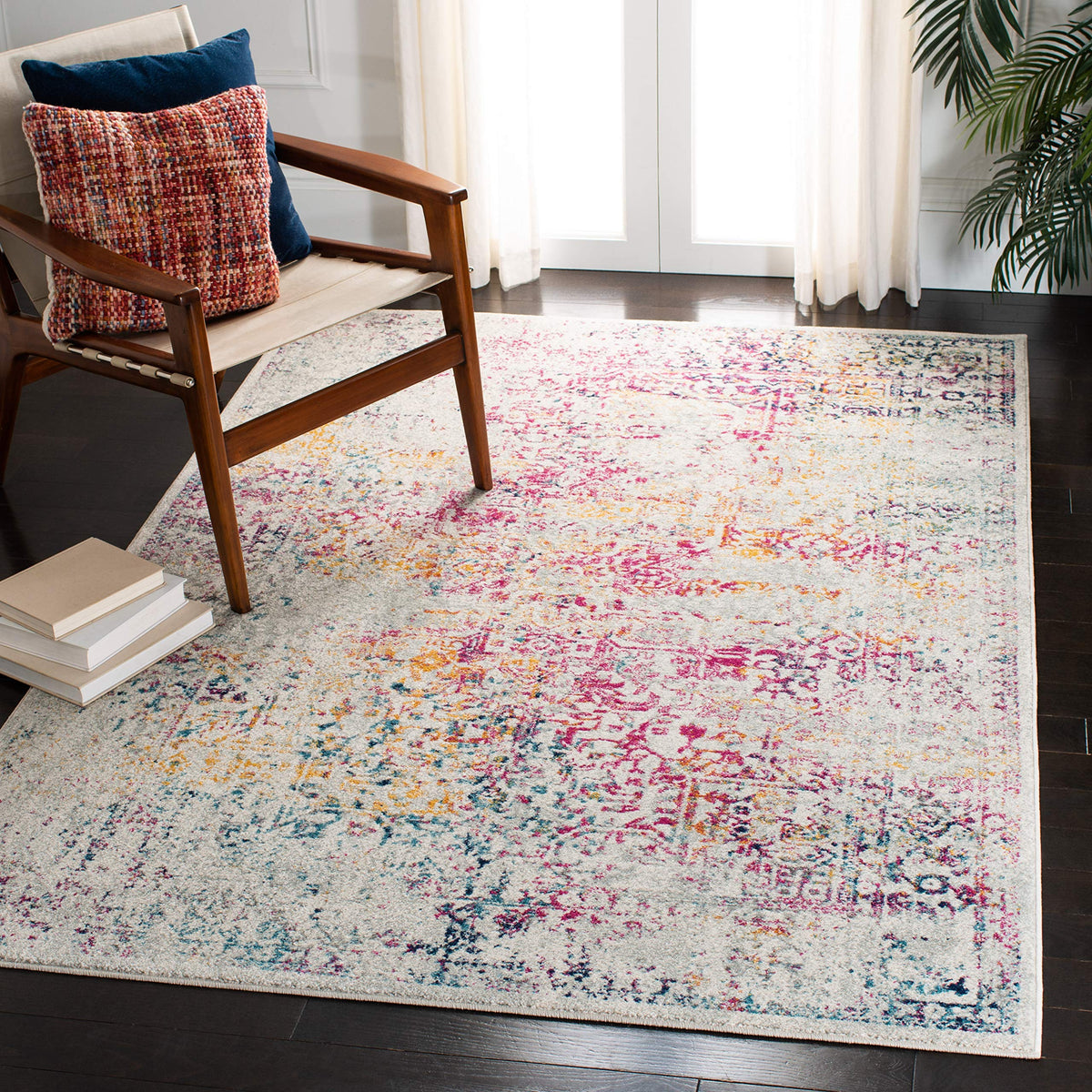 SAFAVIEH Evoke Area Rug 8x10 Large, Ivory & Taupe EVK256E