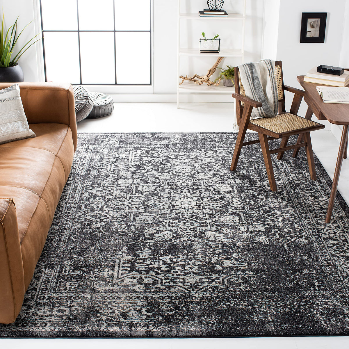 SAFAVIEH Evoke Area Rug 8x10 Large, Ivory & Taupe EVK256E