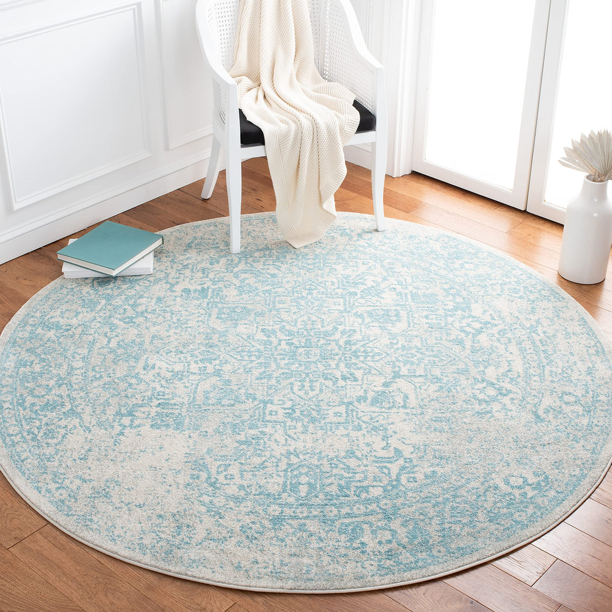 SAFAVIEH Evoke Area Rug 8x10 Large, Ivory & Taupe EVK256E