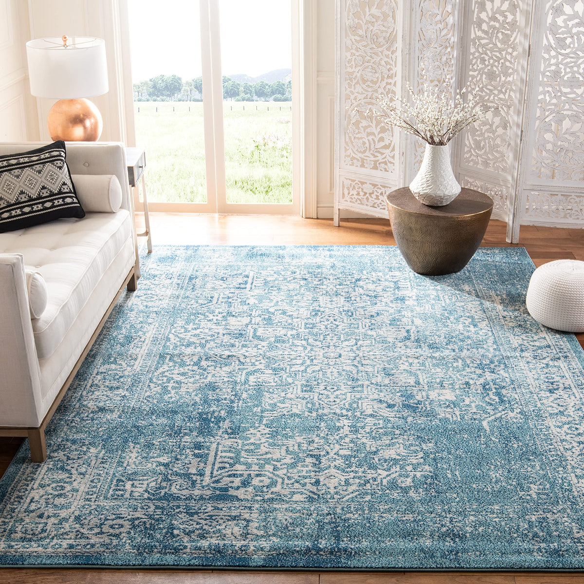 SAFAVIEH Evoke Area Rug 8x10 Large, Ivory & Taupe EVK256E