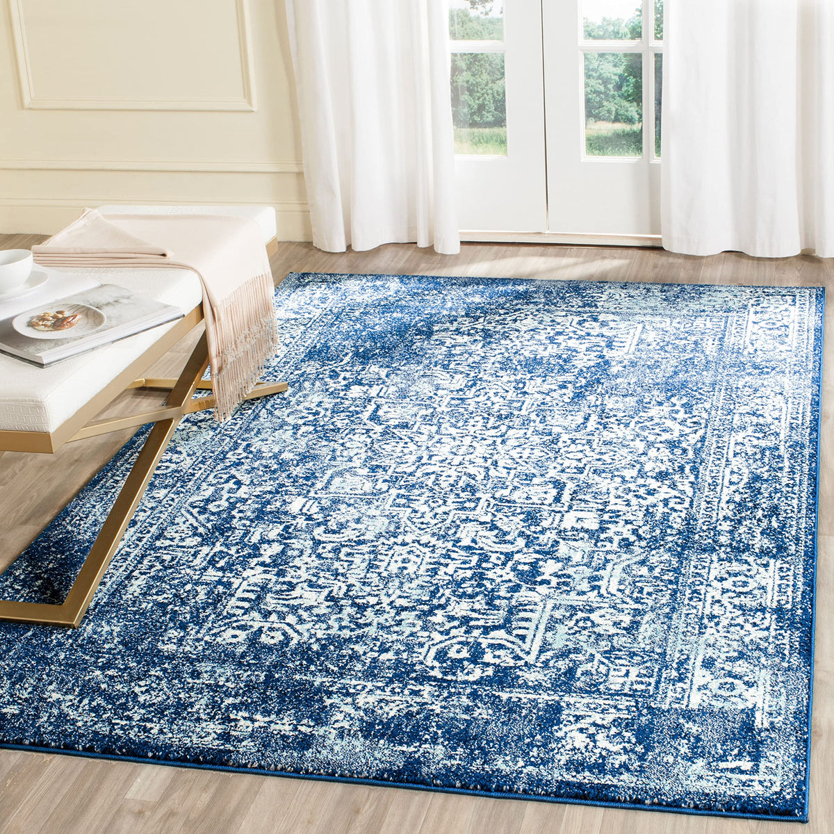SAFAVIEH Evoke Area Rug 8x10 Large, Ivory & Taupe EVK256E