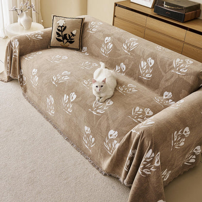 Couch Cover for Dogs Washable Sofa Cover, Sectional Couch Covers, Sofa Covers for 2 Cushion Couch, Non Slip Stripe Sofa Slipcovers Furniture Protector (Beige, 71x102)