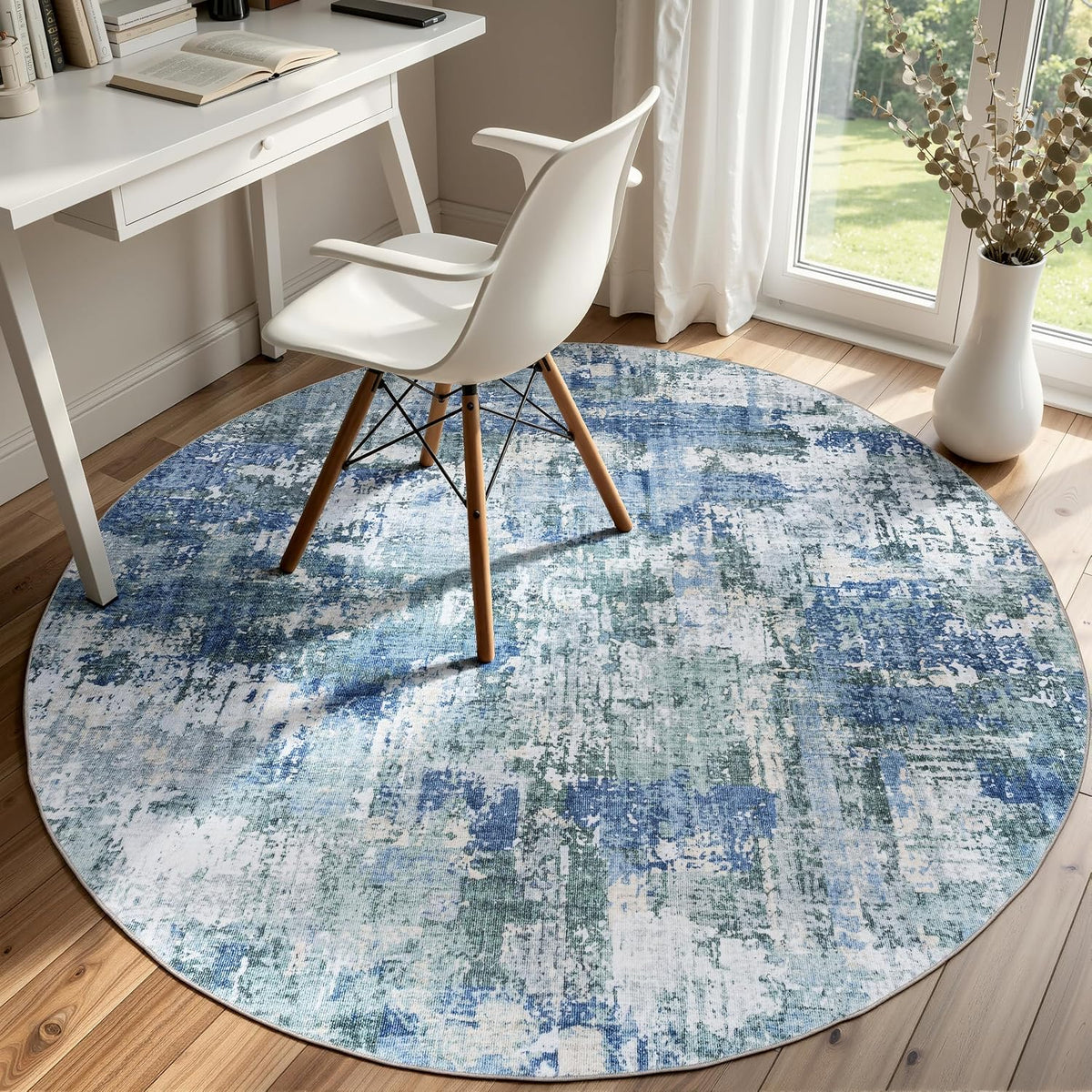 Sasttie 8x10 Washable Area Rug, Modern Abstract Large Carpet, Black & White